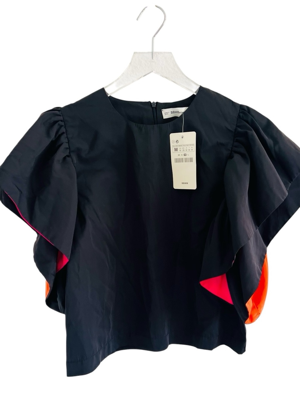 Zara | BBWM Women’s Collection Flutter Sleeve Blouse with Neon Contrast